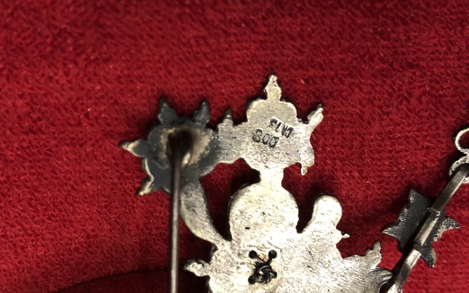 Argento 800 - Spilla Fiori stilizzati in Filigrana Sarda - peso 6 gr - Immagine 3 di 4