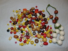 Lot of 230 Vintage Wood Macrame Craft Jewelry Beads