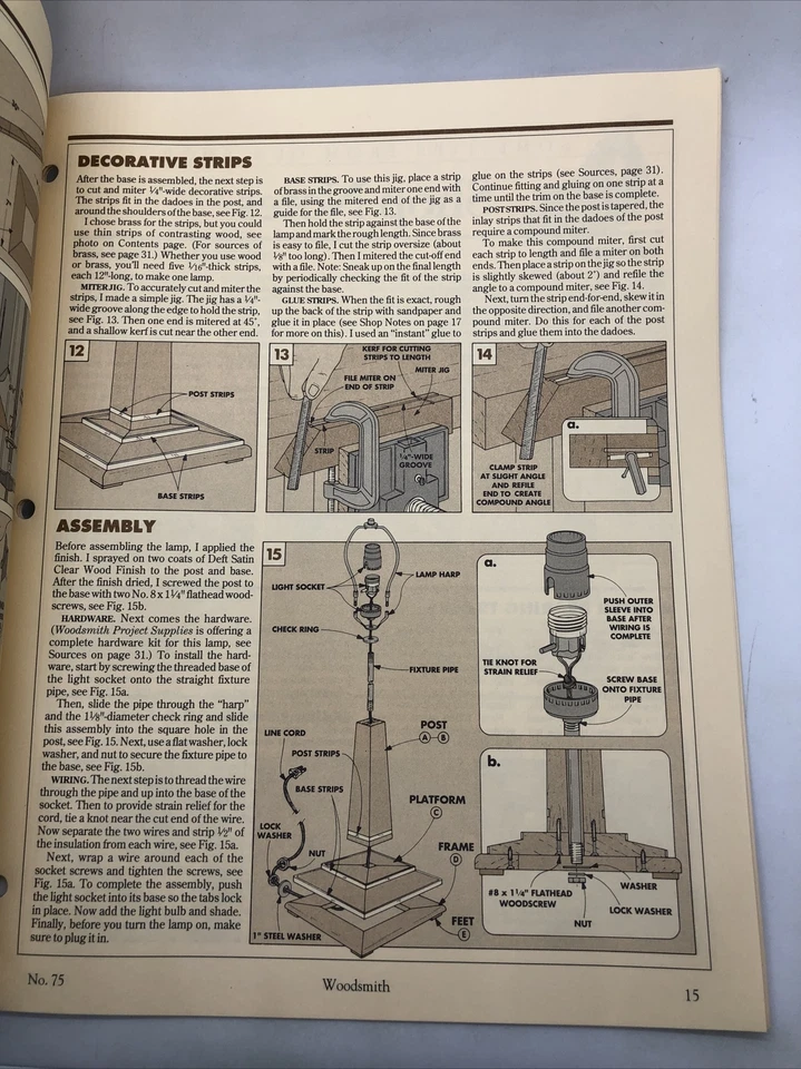 Woodsmith #75 - June 1991 Unique Eight-Sided Patio Table, Accent Lamp, Sawhorse - Image 3 of 4