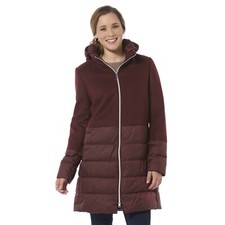 New Metaphor Women's Mixed Media Puffer Jacket Coat Burgundy Size L