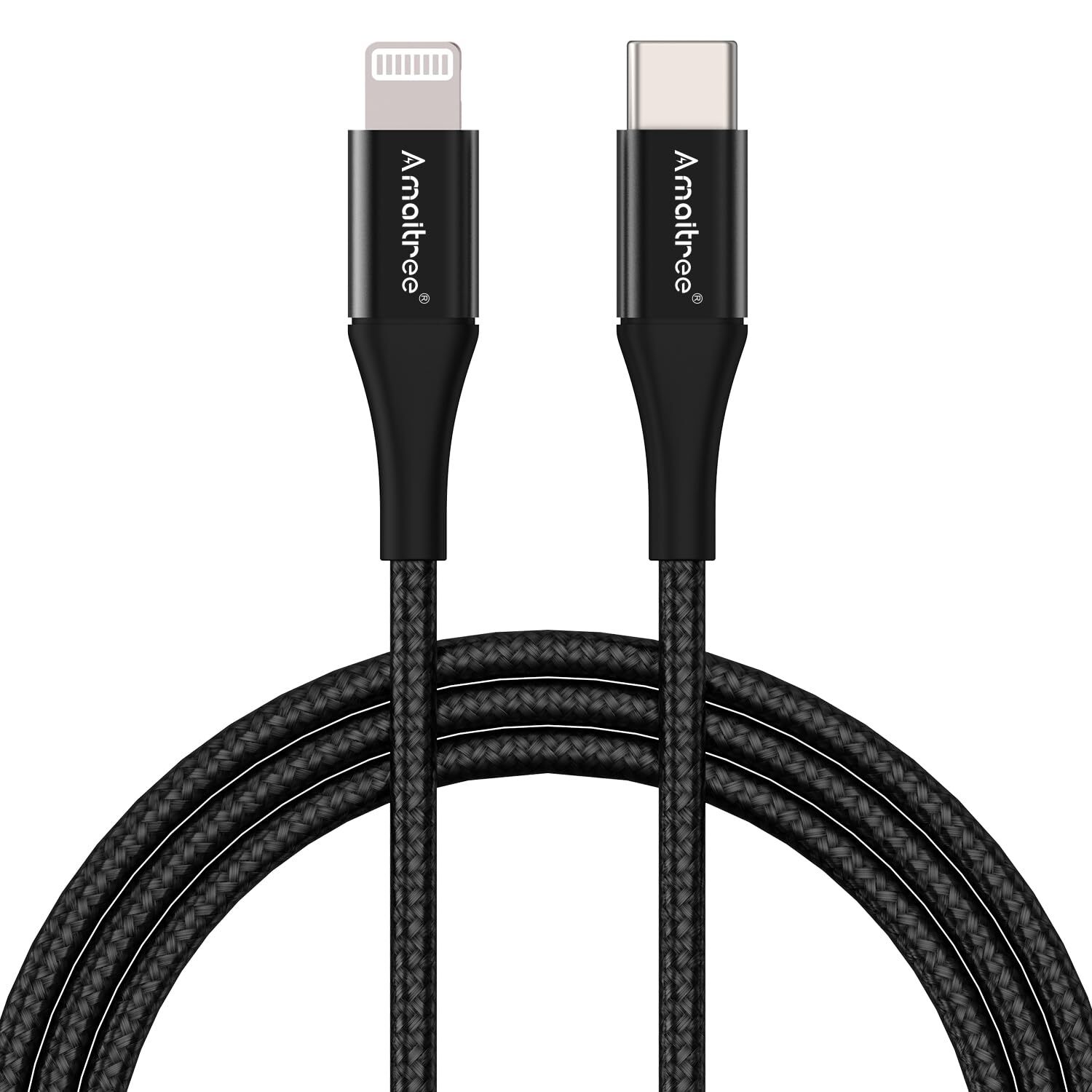 USB C to Lightning Cable 4Ft, [Apple MFi Certified] 3A Fast Charging Nylon Br...-image