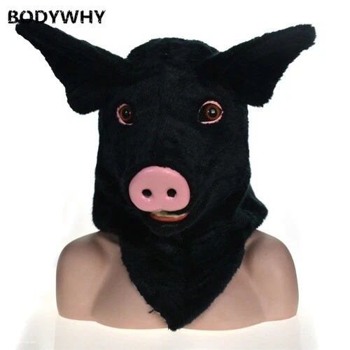 Black Pig Mascot Costume Can Move Mouth Head Suit Halloween Outfit Cosplay - Image 2 of 4