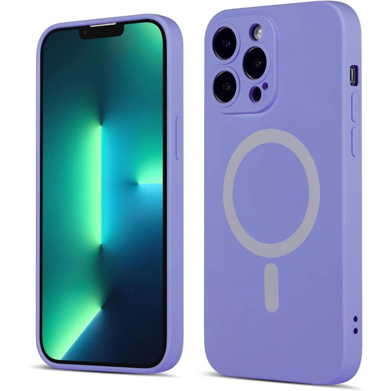 Silicone Magnetic Phone Case, Compatible with iPhone 14 Pro, Wireless Charging