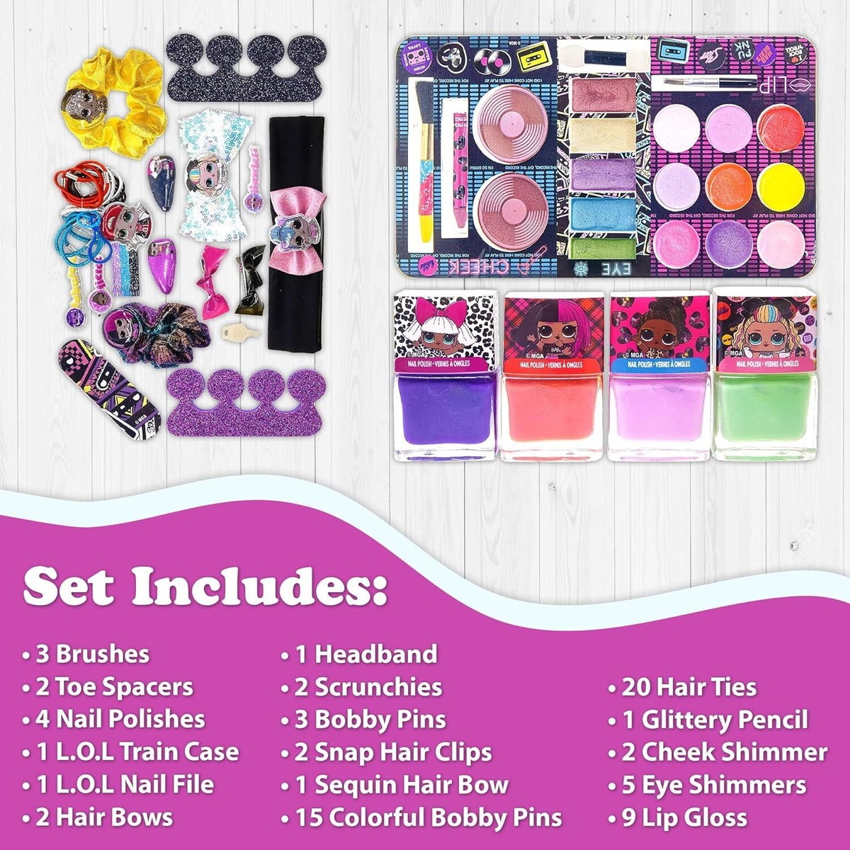L.O.L Surprise! Townley Girl Kids' Makeup Set with Train Case for Ages