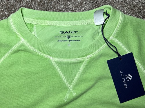 GANT Men’s Sweater Crew Neck SUN BLEACHED Green Cotton Pullover L/S Size S NWT - Picture 7 of 16