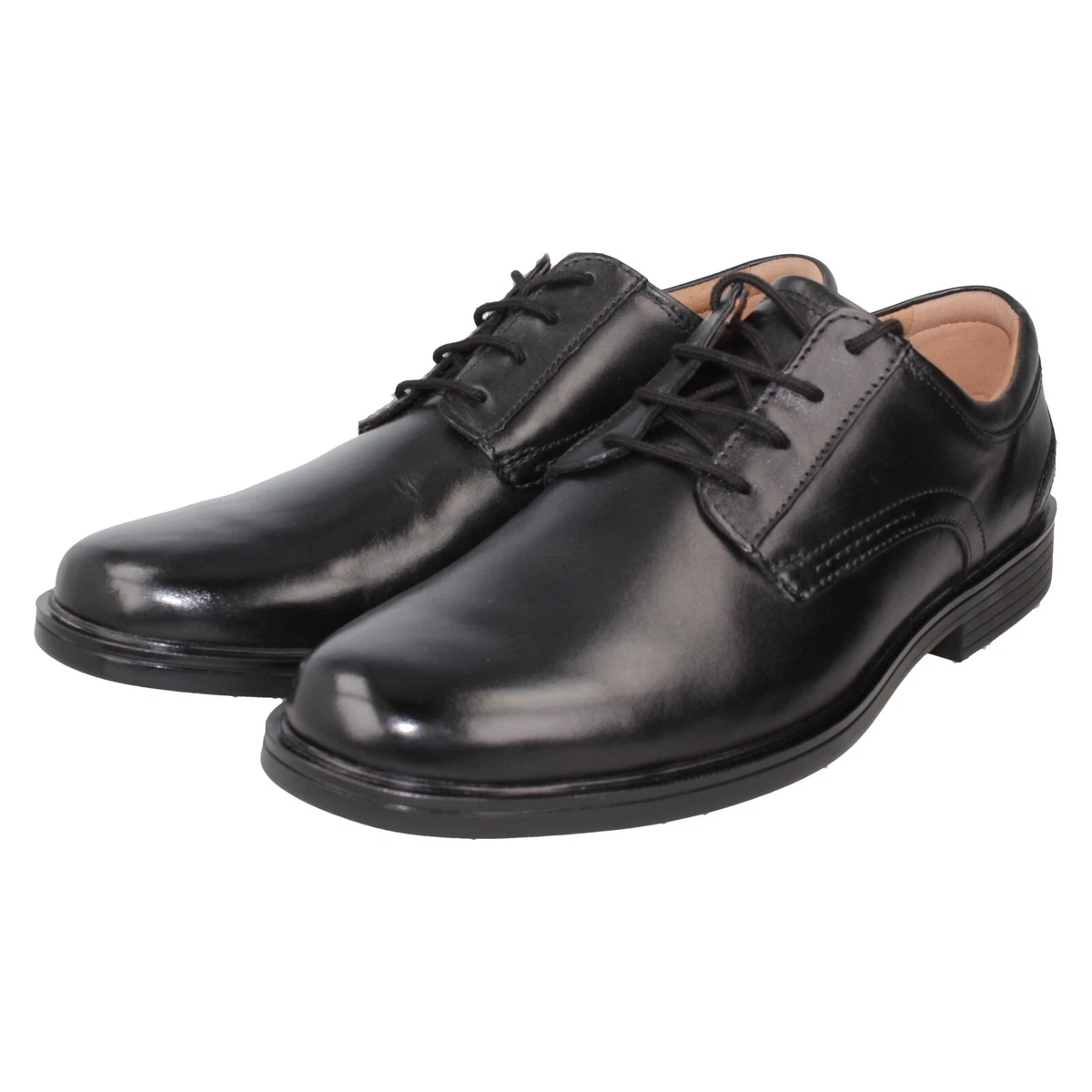 Hommes Clarks Lacet Cuir Noir Habill Smart Chaussures Un Aldric