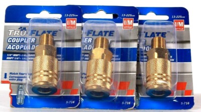 3 Ct Tru-Flate 13-225CAN Coupler I/M Style S-716 1/4'' MNPT-1/4'' Industrial 