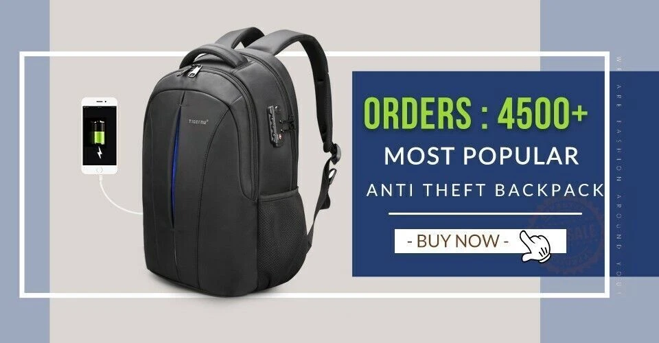 Mochila de negocios para computadora portátil marca Tigeru de 15,6 pulgadas para mujeres hombres informal escolar bolsa USB Foto 3 de 4