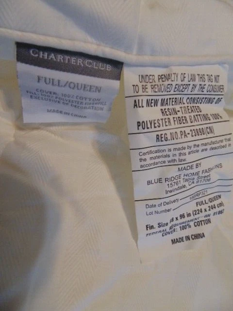 Edredón Charter Club Completo/Queen Rayas Algodón Cubierta Blanco Relleno Poliéster Foto 4 de 4