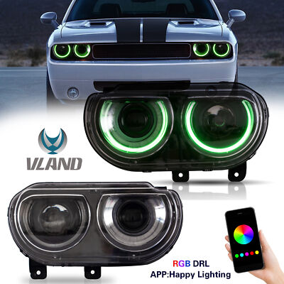 CHALLENGER LEDライト 15-24 Dodge Challenger Vland RGB Dual Beam Projector HeadLights