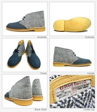 Clarks Originali Uomo Scarponcini Navy Pettine Harris Tweed UK 7,8, 9,10, 11 F