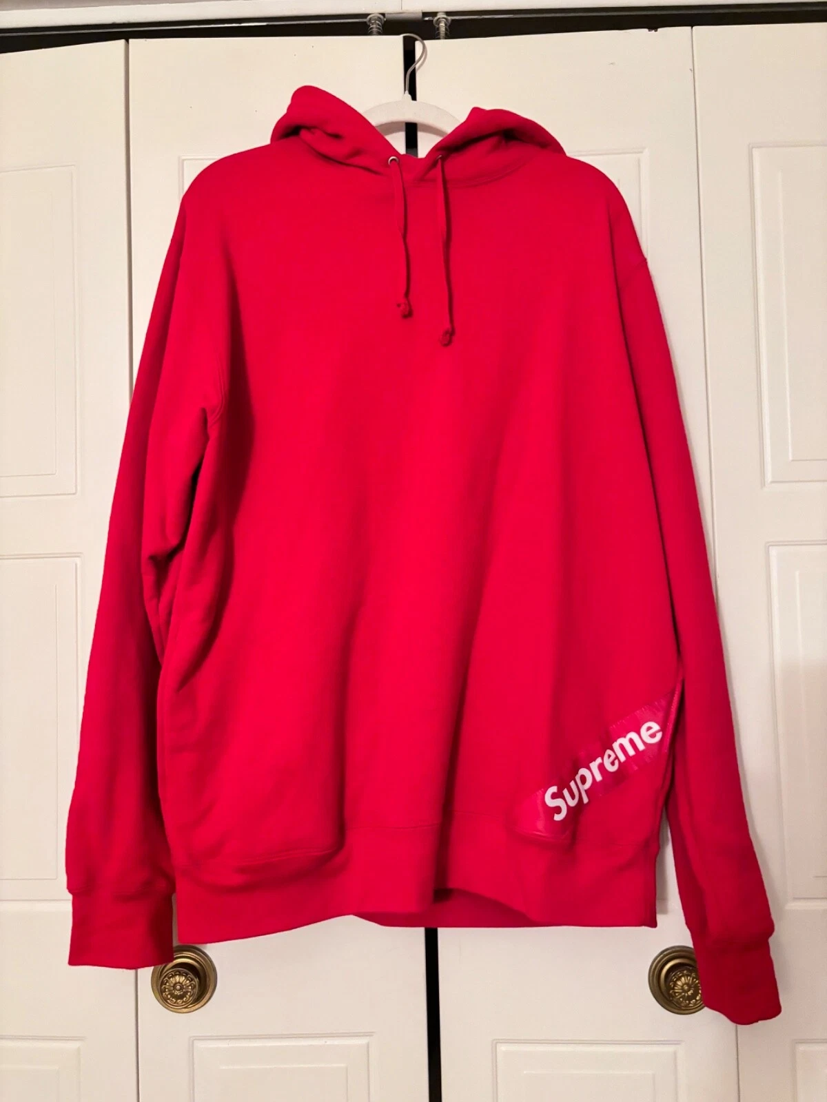 Sweat à capuche rouge Supreme Corner Label FW/18 taille XL neuf sans étiquette