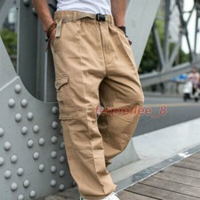 Men Baggy Pants Loose Cargo Trouser Hip Hop Pocket Dance Casual Big Size Fashion