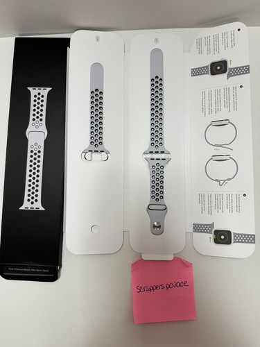 2 Pre Owned Nike Apple Watch Sport Band 44MM Pure Platinum Anthracite Black - Zdjęcie 5 z 9