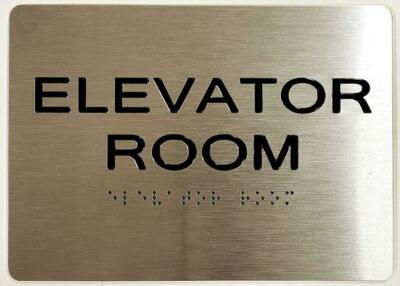 Elevator Room Sign With Braille and Raised Letters (Aluminum, Size 5X7)