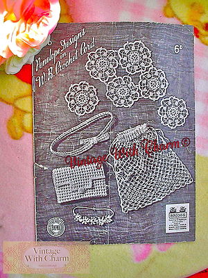 40s Vintage Crochet Pattern 5 Projects! String Bag, Necklace, Bag & Belt, Motif