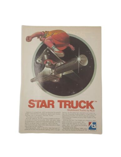 IMPRESSION PUBLICITAIRE 1978 ACS STAR TRUCKS SKATEBOARD original vintage couleur - Photo 1/3