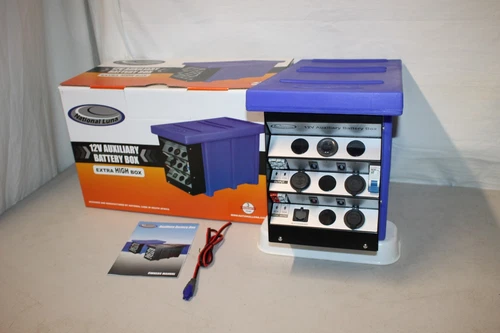 12V Battery Box: Voltmeter, Isolator, Fused Outputs, USB, Cig & Hella Sock – New