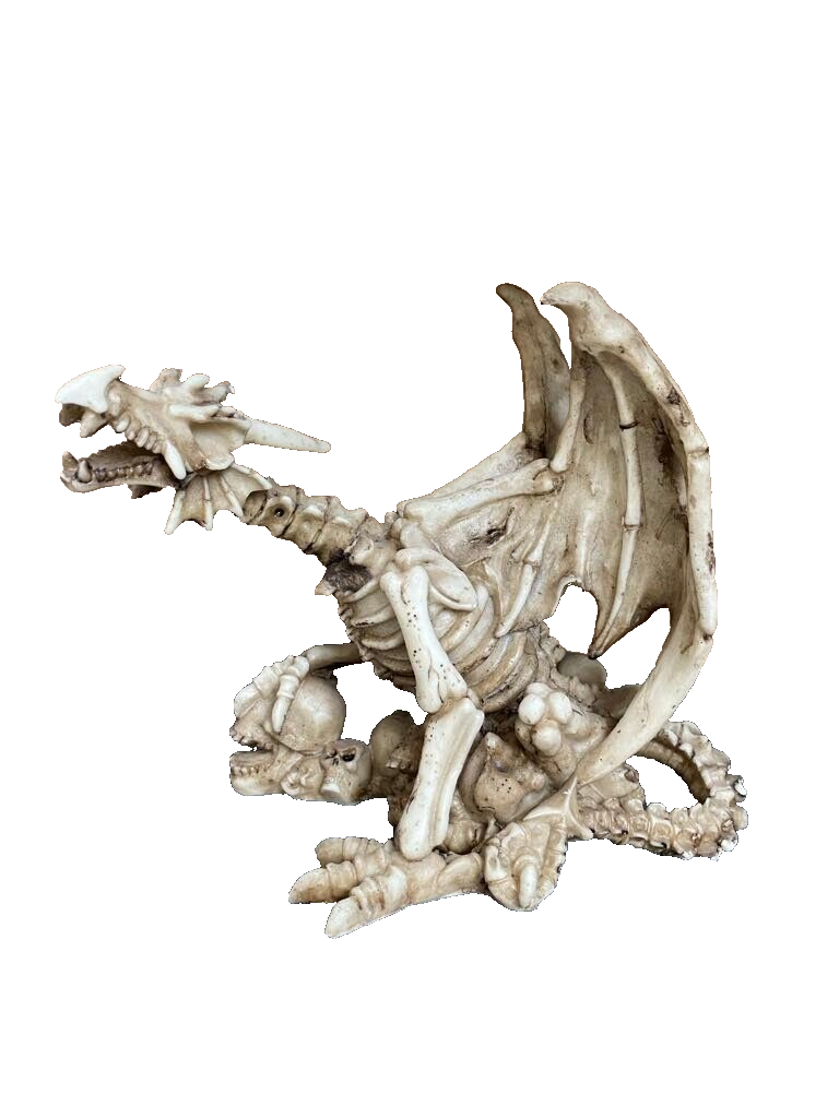 DRAGON SKELETON AND SKULL RESIN ORNAMENT FIGURE PUCKATOR NEW AND BOXED