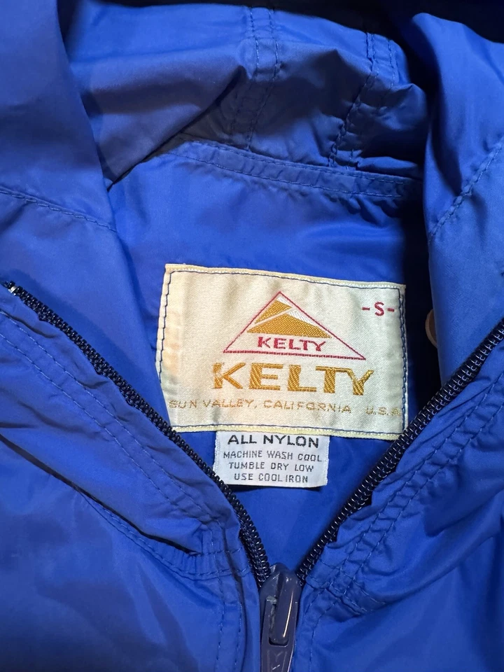 Chaqueta única CA Vintage Kelty Shell Talla MEDIANA, Cortavientos Azul Lluvia Nylon Foto 2 de 3