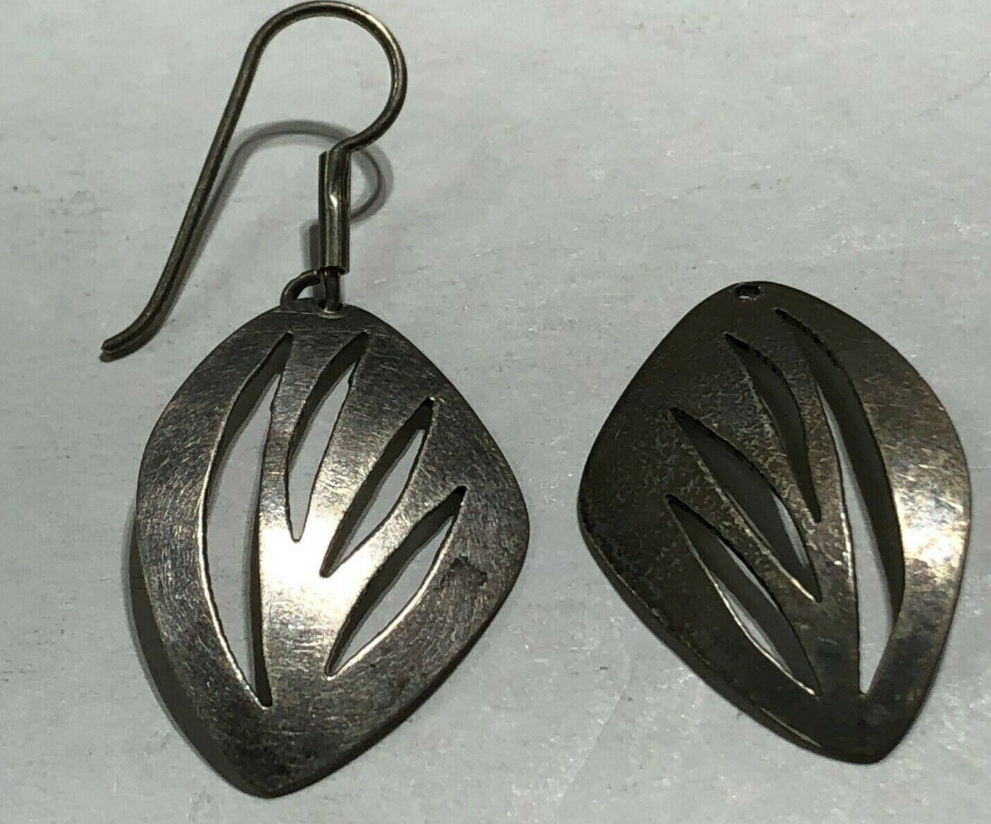 Native American Diamond Leaf Shaped Dangle Earrin… - image 1