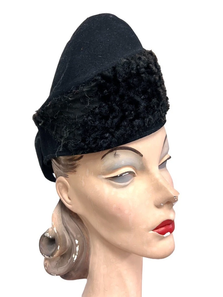 9 件复古帽子套装黑色法西斯 Sally Victor、Marie Buffehr 更多 1940-50 年代 — 第 4/4 张图片