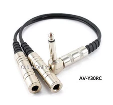 1ft CablesOnline 1/4" Mono Male to Dual 1/4" Mono Female Audio Y-Splitter Cable