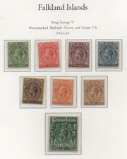 ISOLE FALKLAND 1921-1925 KING GEORGE V SCOTT #41-48 OTTIME CONDIZIONI CERNIERA