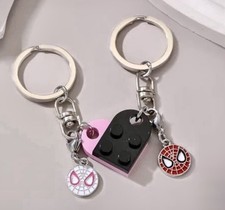 Matching Heart Keychains for Couples Best Friend Brick Heart Spider  Gwen New