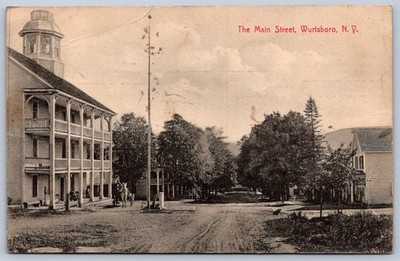 K48/ Wurtsboro New York Postcard c1910 The Main Street Hotel Stores 258