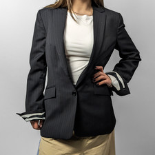 Dolce&Gabbana Striped Zebra Pinstripe Black Wool Blazer Jacket IT42/M/US8 Womans