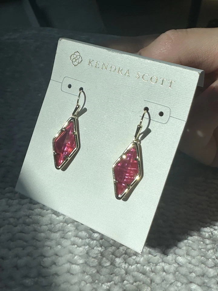 Pendientes colgantes de oro Kendra Scott Kinsley rosa nácar nuevos con etiquetas $70  Foto 3 de 4
