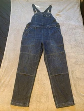 Duluth Trading Co Bib Carpenter Double Knee Insulated Denim Overalls Mens Large