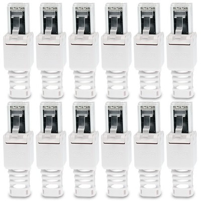Netzwerkstecker Cat 6a RJ45 Stecker 12x Steckverbinder werkzeuglos Zugentlastung