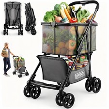 Folding Shopping Cart with Wheels, 80lbs Multi Use ...