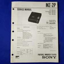 SONY MZ-2P Service Manual Original Paper OEM Repair Guide - USA