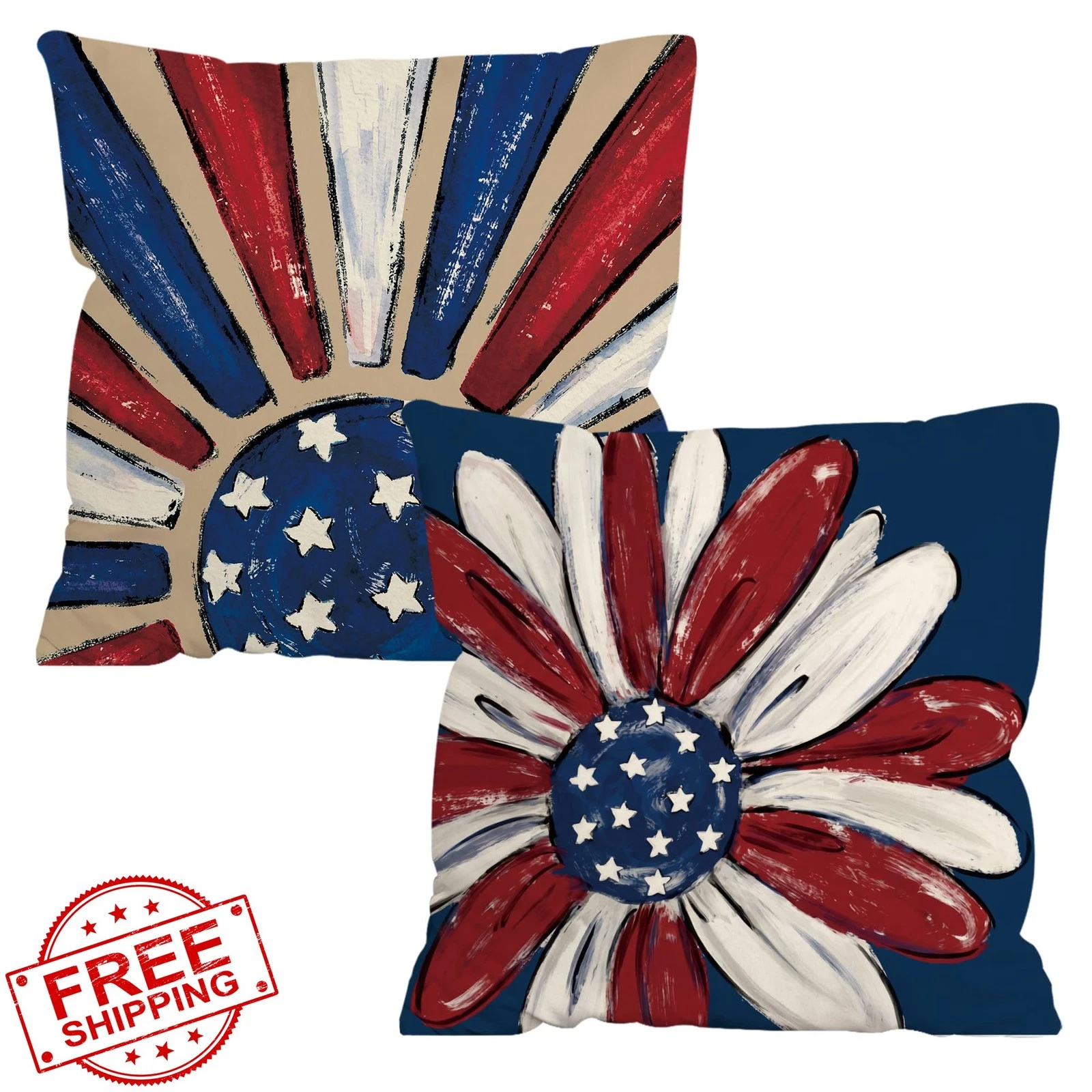 FUTBU Patriotic Pillow Covers 16x16 2-Pack