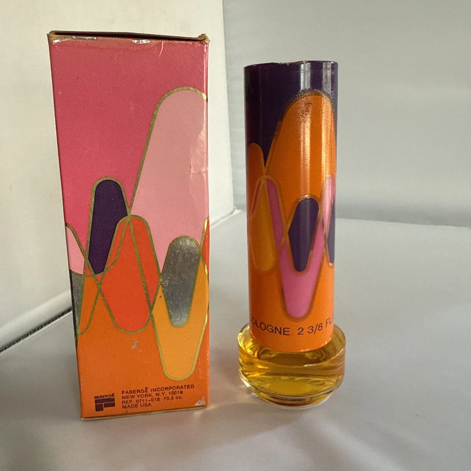 音乐 Faberge Cologne Splash 2 3/8 fl. 盎司 全新带盒 1970 年代复古 — 第 3/4 张图片