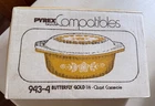 Part SEALED BOX New - Vintage PyrexButterfly Gold 943-4 11/2 Quart Casserole
