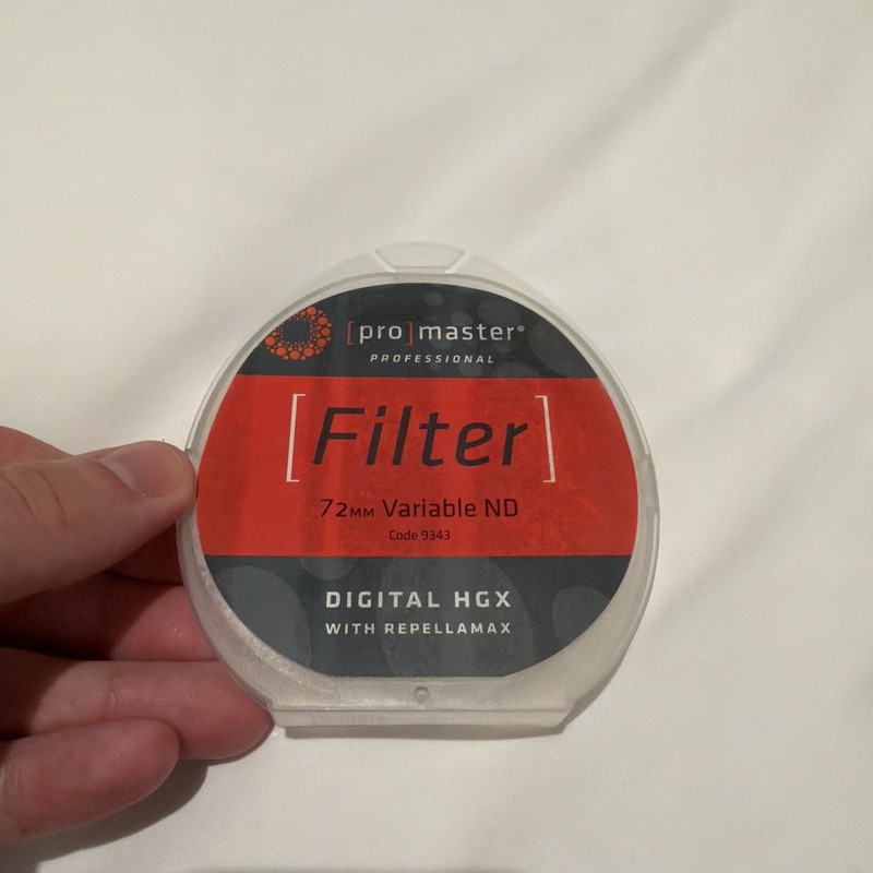 Excellent condition Promaster (9343) HGX Variable ND 72 mm Filter 1.3-8 stops