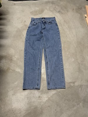 WHITE FOX Women's Straight Jeans Blue Denim Cotton 5-Pocket Button Zip