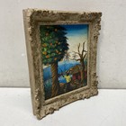 Cliff Mullings Oil on Canvas Tropical Landscape Signed 11x13 Framed Folk Art — photo 3