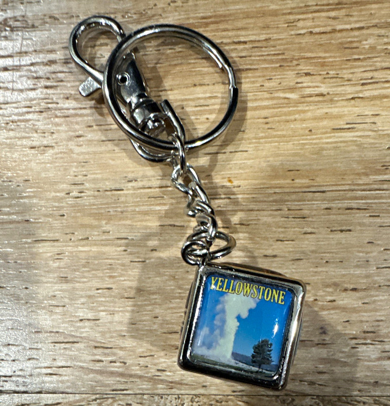 Yellowstone National Park Square Photo Charm Keychain w/ Lobster Clasp