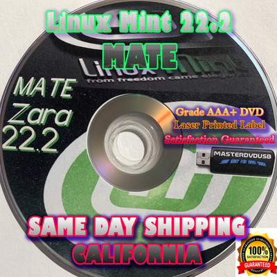 Linux Mint 22.2  Zara  MATE 64 Bit Bootable Live/Installer DVD   UEFI & BIOS