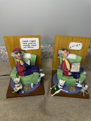Maxine Bookends Hallmark Shoebox Floyd Mouse Reading Books Figurine  Set VTG
