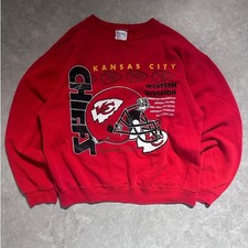 90s Vintage Kansas City Chiefs Helmet Red Crewneck Size XL