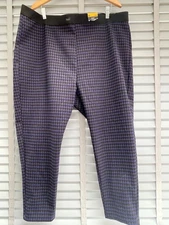 M&S Houndstooth Leggings UK 24 S Purple Black Brown Stretch Trousers Collection