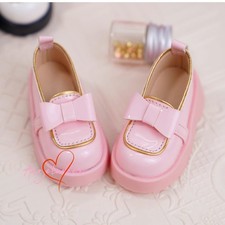 1/6yosd 1/4MSD 1/4Puyoo BJD Thich Sole Shoes Gold Border Bow Deco Pink / White