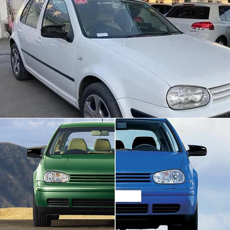 1 par de cubiertas de espejo retrovisor lateral para VW Golf 4 MK4 GTI R 1997-2004 negro brillante Foto 3 de 4