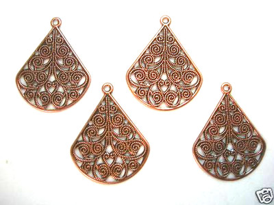 Copper Victorian Filigree Drops Earring Findings 4